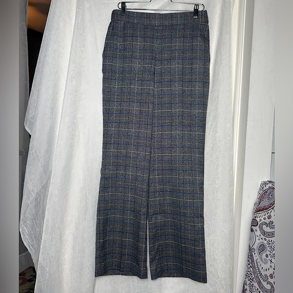 Kasper Relaxed Fit Tailored Pants Small Blue & Gray Plaid Pull On Elastic Waist - Picture 17 of 17